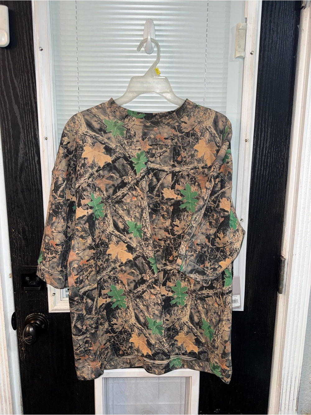 Men's Camo Leaf Print Long Sleeve Shirt - Brown & Green